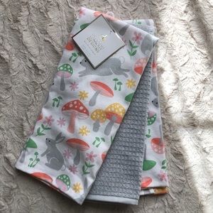 Deborah Connolly Bunnies Mushrooms Spring Kitchen Towels